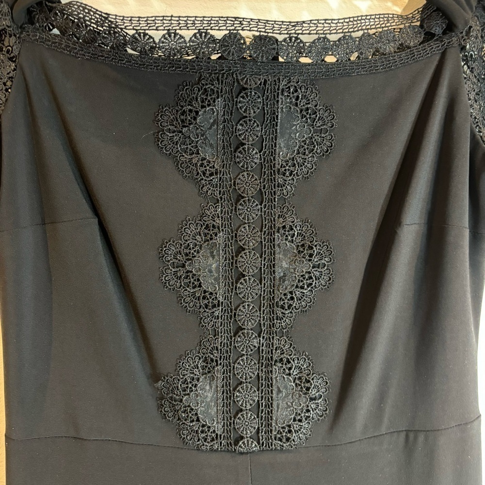 FRANK LYMAN Sz 8 Jumpsuit Off the Shoulder Jersey Knit Exposed Zipper Lace NEW - Picture 5 of 10